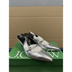 J. Crew Buckle Slingback Heel Pump Metallic Leather‎ Size 7.5 New